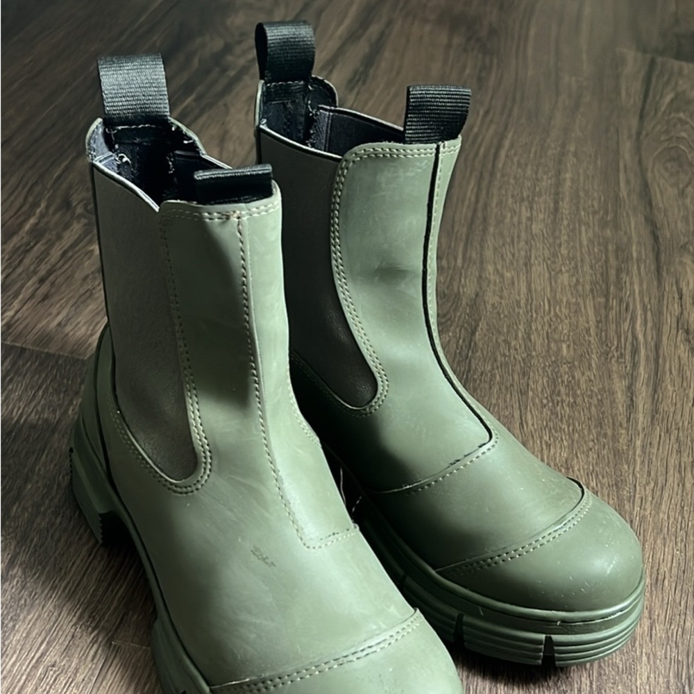 Ganni Green Ankle Boots
